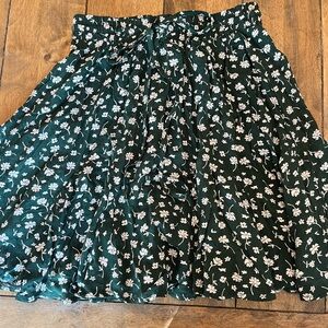 Princess Polly Dark Green Floral A-Line Skirt